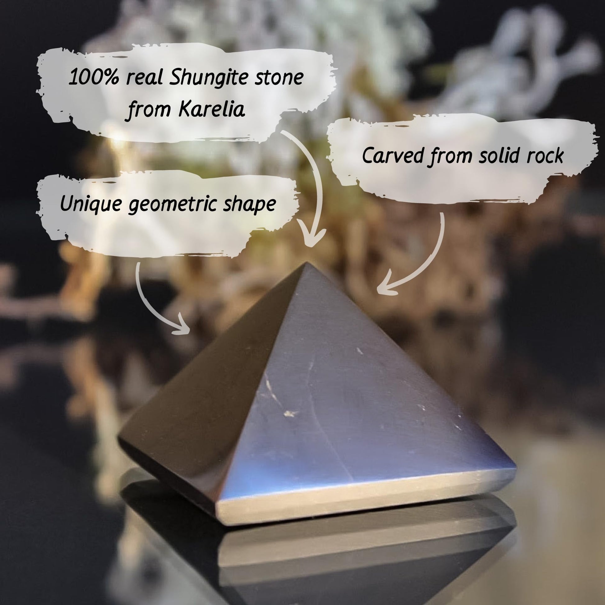 KARELIANMASTERS Shungite Stones Pyramid and Sticker for Phone Set - Crystal Healing Protection KARELIANMASTERS buy supplements canada