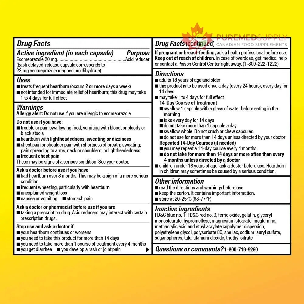 Amazon Basic Care Esomeprazole Magnesium Delayed Release Capsules, 20 mg, Acid Reducer, 42 Count Amazon Basic Care buy supplements canada