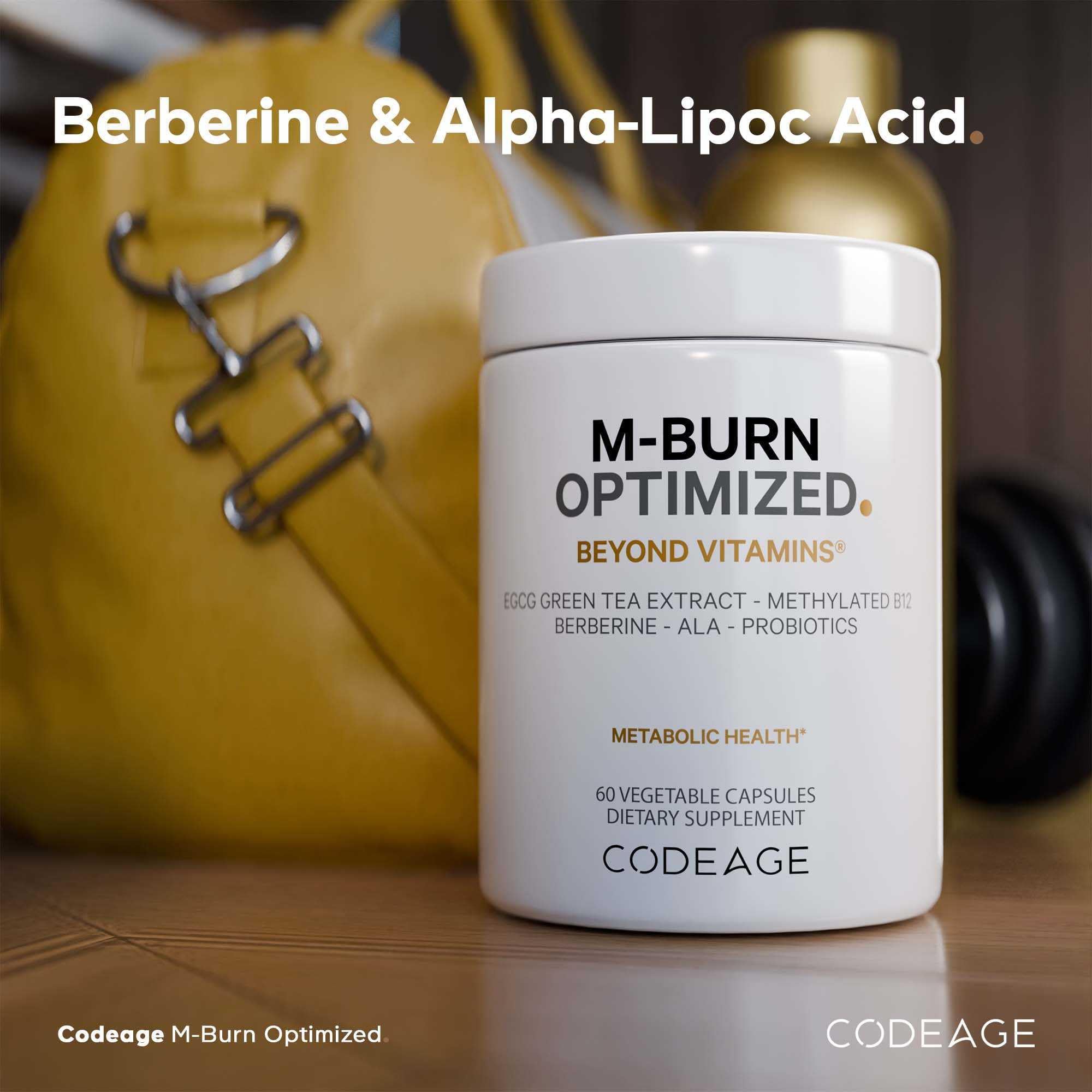 Codeage M-Burn Optimized Supplement - Decaffeinated Green Tea Std. to 50% EGCG, Berberine, Akkermansia, Vitamin B12 - Probiotics - Vitamins - 60 Capsules Codeage buy supplements canada