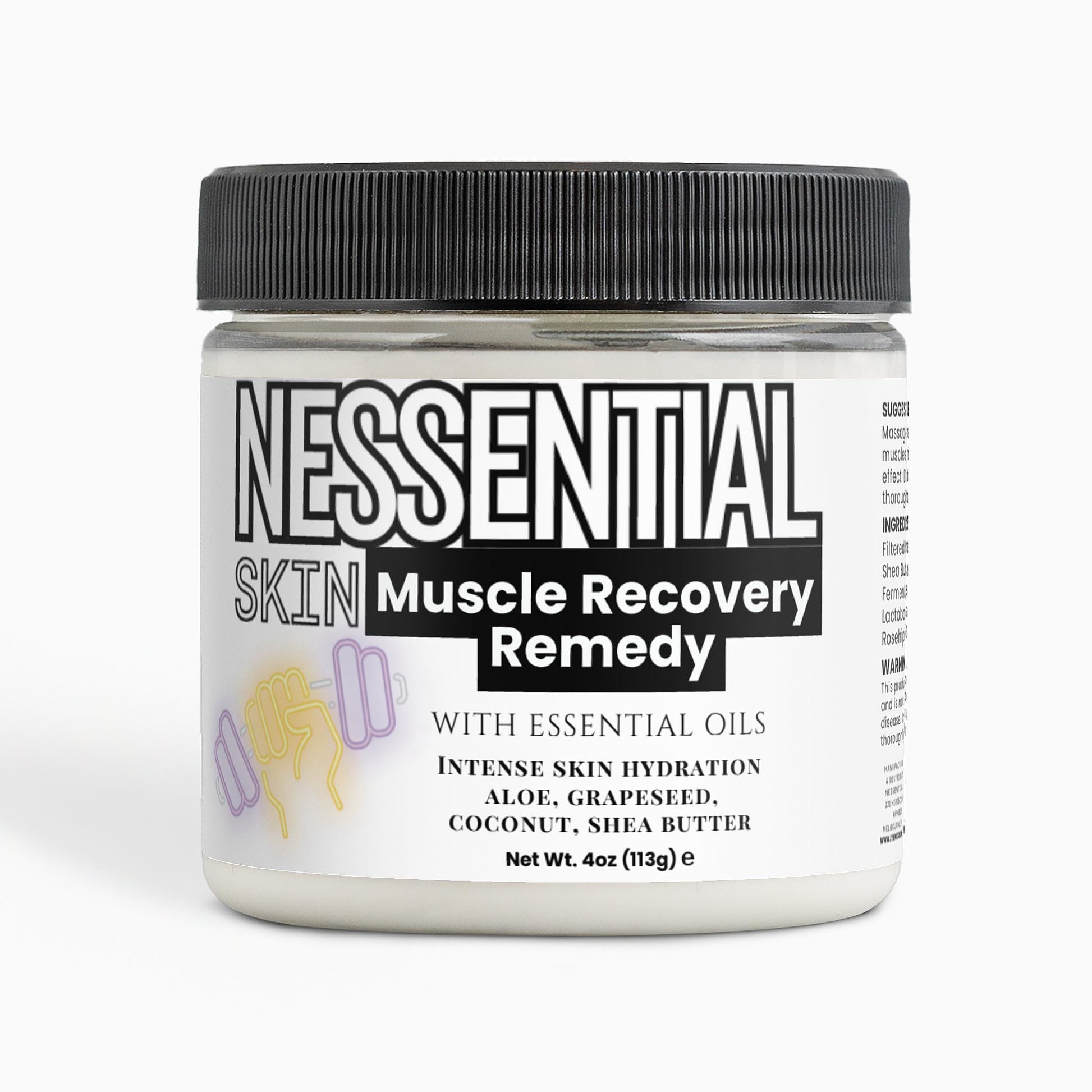 Nessential Skin Muscle Recovery Remedy with Essential Oils, Intense Hydration Cream, Natural Ingredients, Aloe, Grapeseed, Coconut, Shea Butter, 4 oz Nessential Skin buy supplements canada