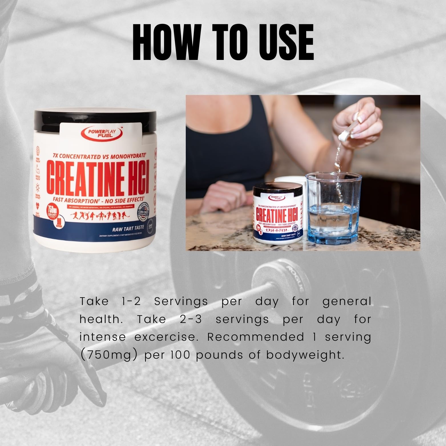 CREATINE HCl Powder for Men and Women, Muscle Strength, Brain Performance, Heart Health & Immune Support - Raw Tart Taste, 90 Servings POWER PLAY FUEL buy supplements canada