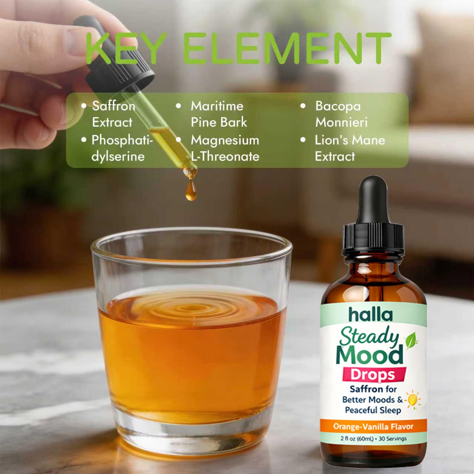 ReviveNerve Halla Steady Mood Drops, with Pine Bark Extract, Orange-Vanilla Flavor - Promotes Mood, Focus, Attention & Sleep Support - Liquid Drops(1pcs) ReviveNerve buy supplements canada