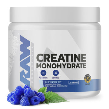 RAW Nutrition Creatine Monohydrate Powder, Blue Raspberry (30 Servings) - Micronized Creatine Monohydrate Supplement for Workout Performance, Build Muscle & Strength RAW buy supplements canada