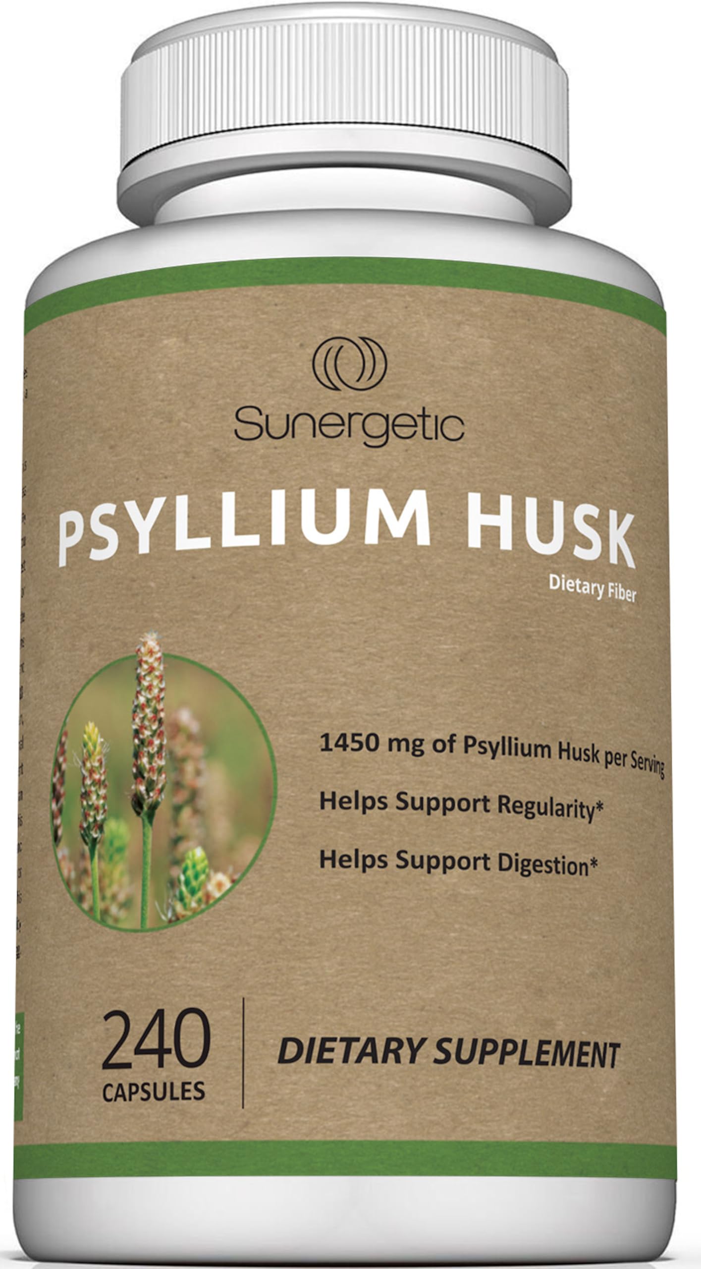 Premium Psyllium Husk Fiber Supplement 1450mg, 240 Capsules Sunergetic buy supplements canada