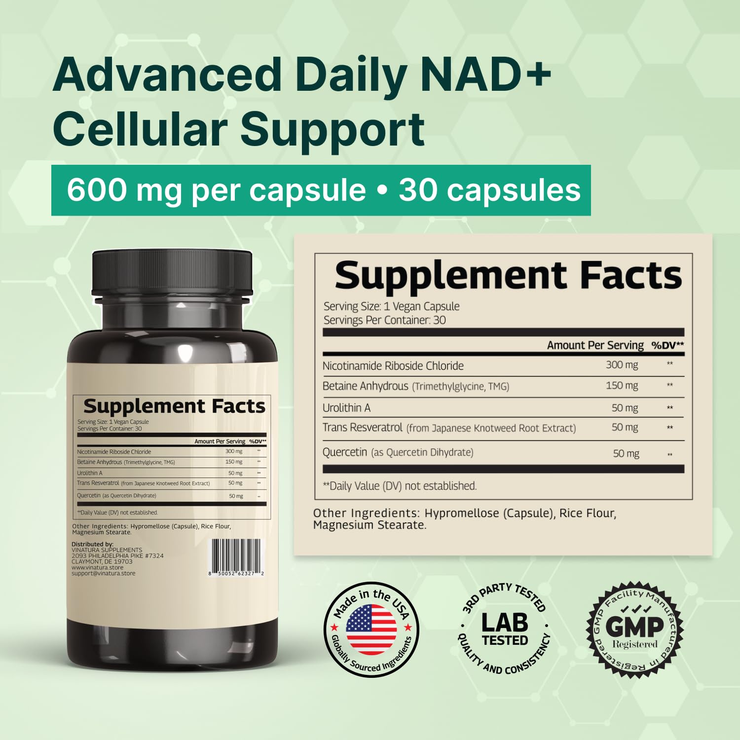 VINATURA NAD Supplement, Nicotinamide Riboside with Resveratrol - Advanced NAD+ Supplement with TMG and Urolithin A, for Women and Men - 30 Vegan Capsules VINATURA buy supplements canada