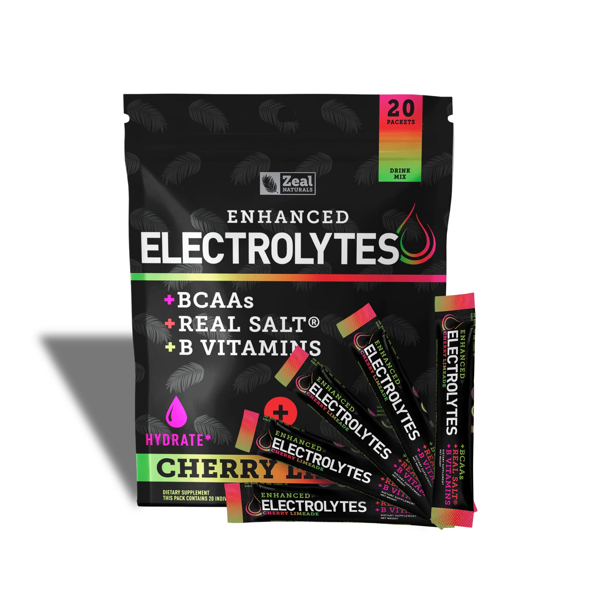 Enhanced Powder Stick Packs (Cherry Limeade- 20 Packets) Sugar Free + BCAA B Zeal Naturals buy supplements canada