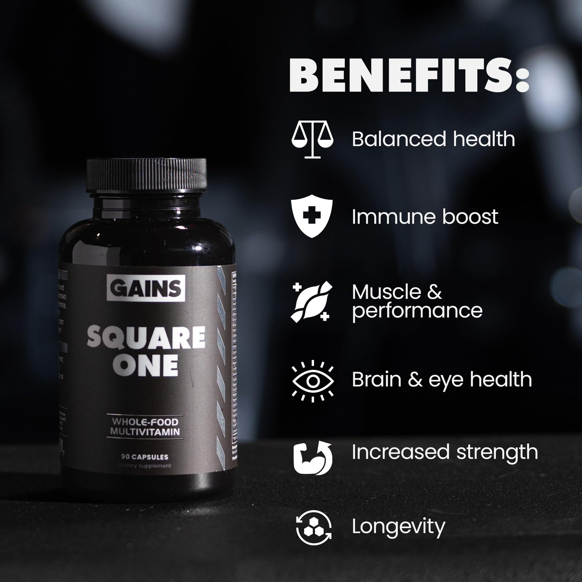 Gains in Bulk Square 1 Multivitamin and Mineral Supplement for Women and Men, Vitamins, Digestive Enzymes and Organic Minerals for Muscle Health, Performance and Immune Support, 90 Capsules GAINS IN BULK GAINSINBULK.COM buy supplements canada