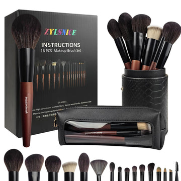 Makeup Brushes 16 Pcs Makeup Brush Set Professional, Wood Handle Travel Make Up Brushes Set with Case, Premium Cruelty-Free Synthetic Fiber Hair Makeup Brush Kit with Holder Zylsnice buy supplements canada