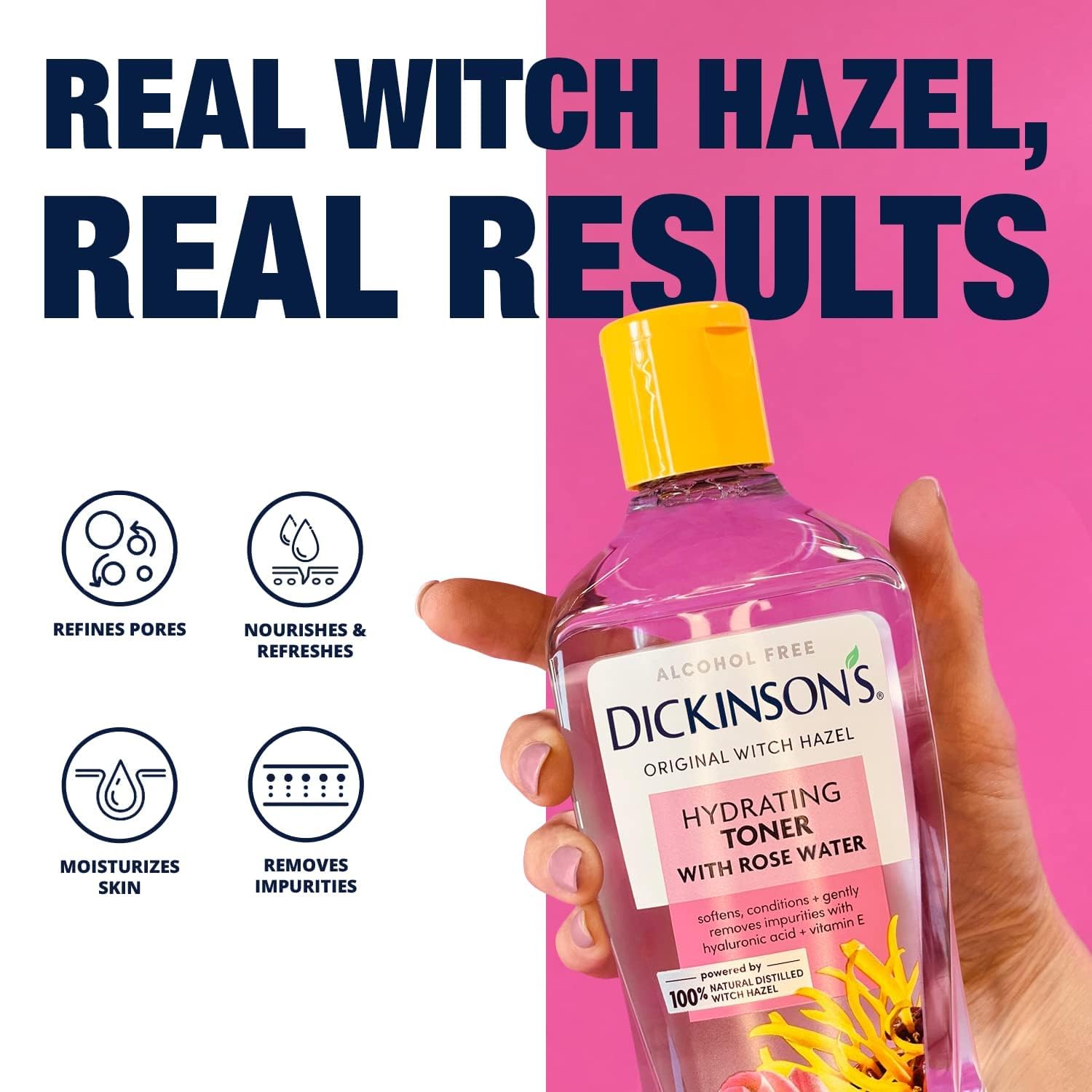 Dickinson's Enhanced Witch Hazel Hydrating Toner with Rosewater, Alcohol Free, 98% Natural Formula, 16 Fl Oz (Pack of 1) Dickinson's buy supplements canada