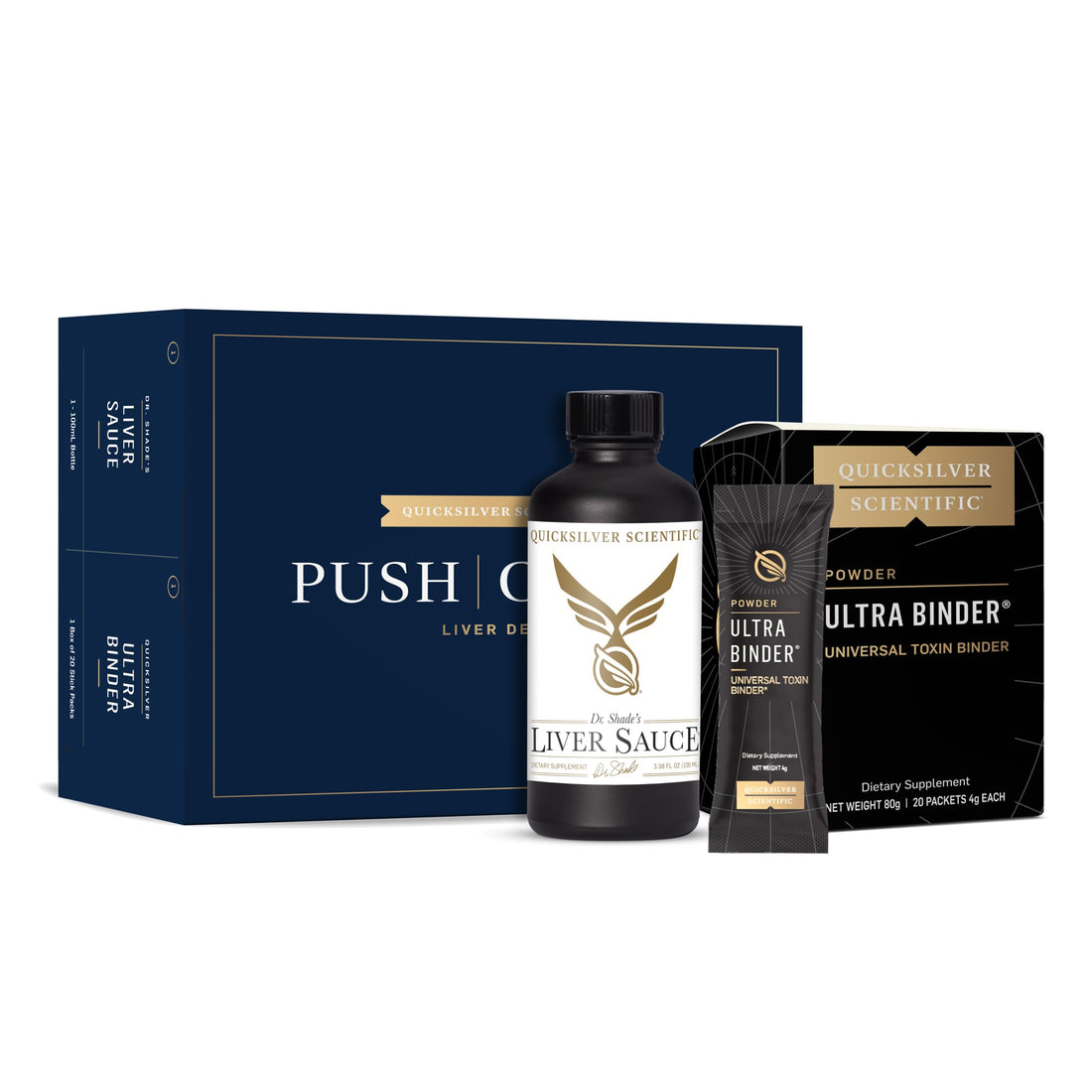 Quicksilver Scientific PushCatch Liver Detox Cleanse - 2 Piece Kit with Ultra Binder (Packets) & Liver Sauce (Liver Support Supplement with Milk Thistle Extract) to Support GI Detox & Toxin Binding Quicksilver Scientific buy supplements canada