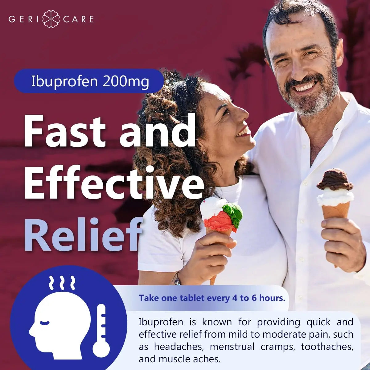 GeriCare Ibuprofen 200mg, Pain Reliever, Fever Reducer, Relieves Body Aches, 500 Count (Pack of 1) GeriCare buy supplements canada