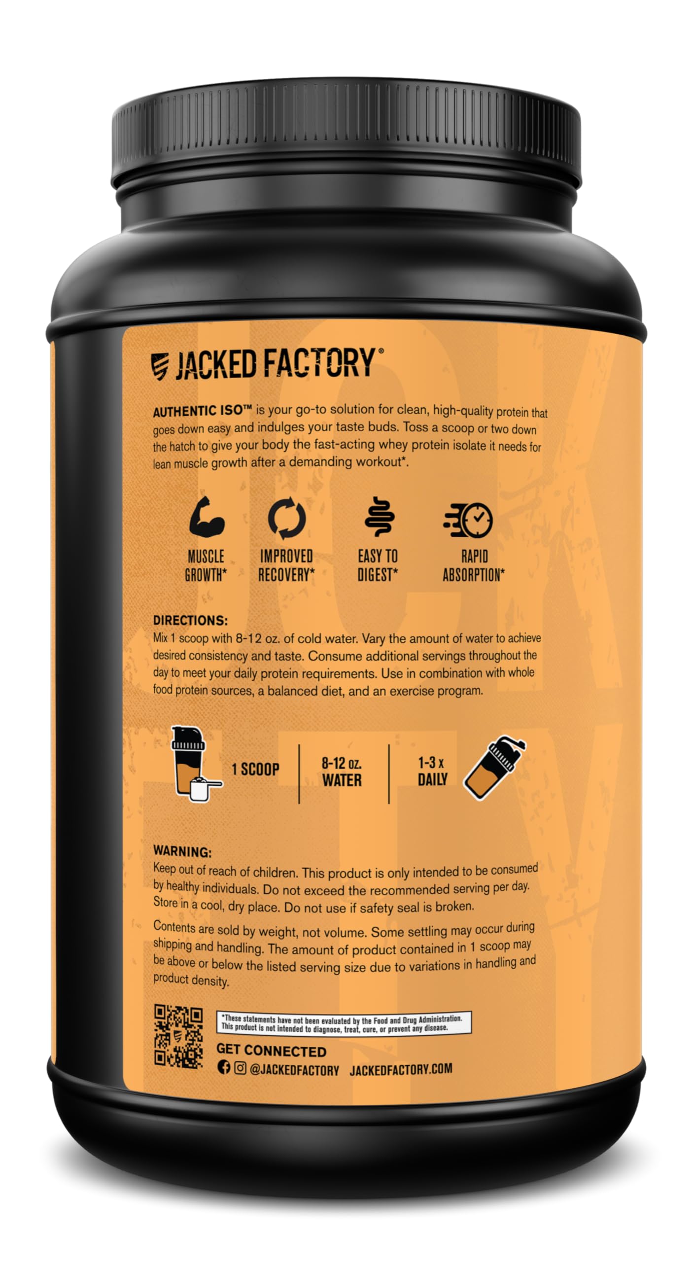 Jacked Factory Authentic ISO Grass Fed Whey Protein Isolate Powder - Low Carb, Non-GMO Muscle Building Protein w/No Fillers, Post Workout Recovery, Chocolate Peanut Butter - 25 Servings Jacked Factory buy supplements canada