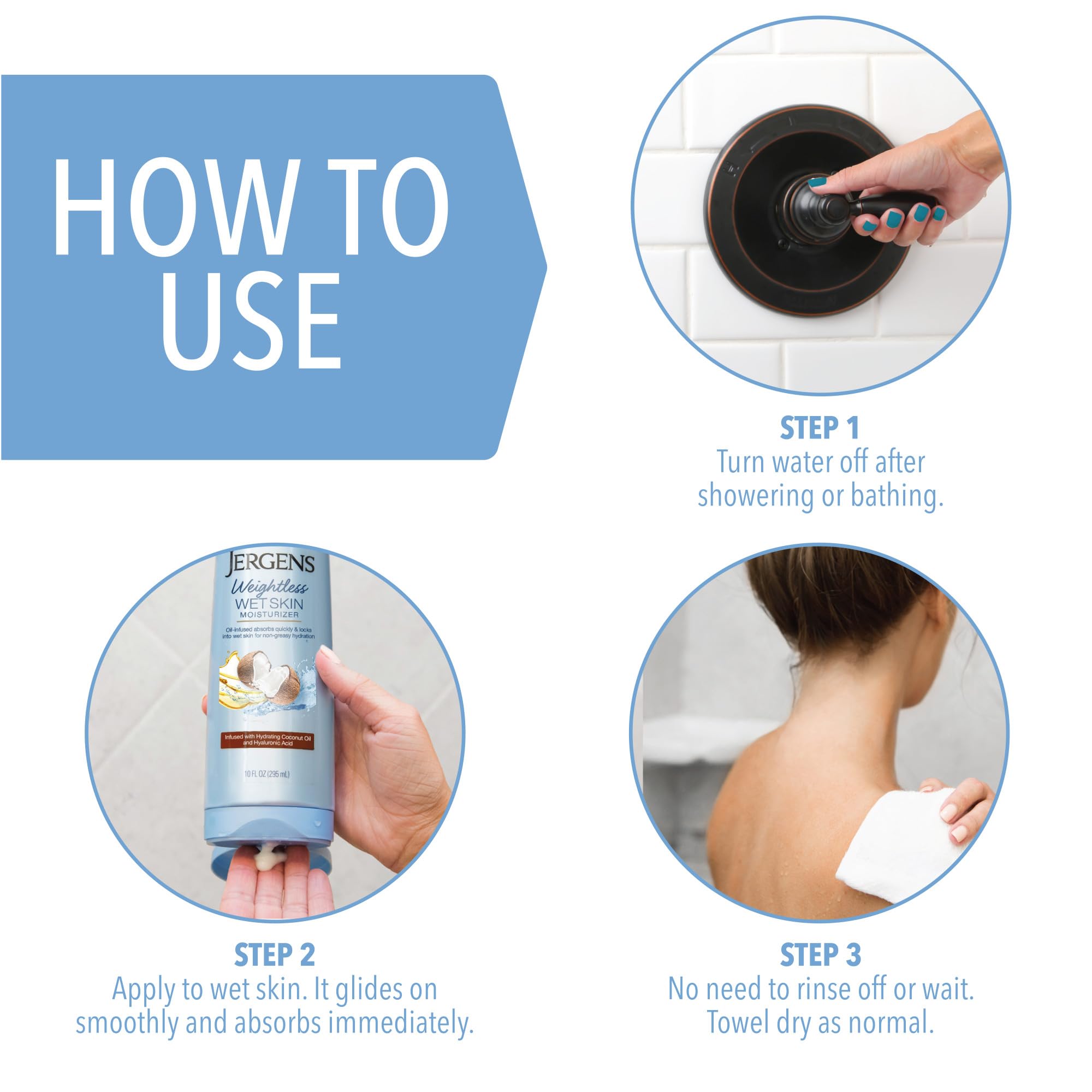 Jergens Wet Skin Body Lotion with Coconut Oil, In Shower Lotion for Dry Skin, Fast-Absorbing, Non-Sticky, Dermatologist Tested, 10 Ounce Jergens buy supplements canada