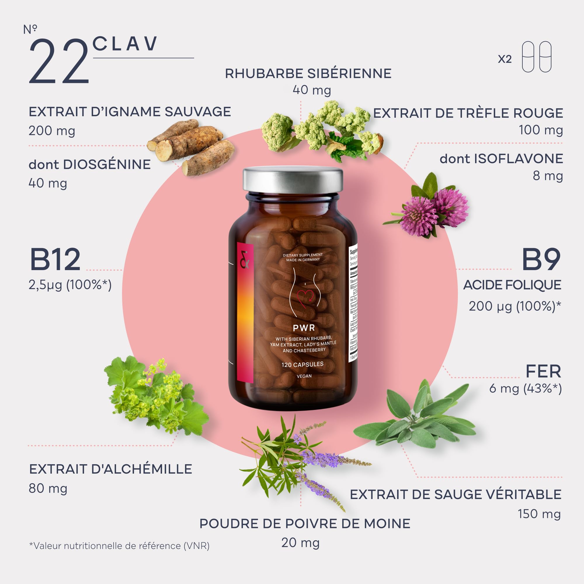 CLAV® Natural Hormone Balance for Women - PMS Relief with Siberian Rhubarb, Wild Yam & Vitex Berry - Vegan Menstrual Regulator Supplement - 120 Capsules CLAV buy supplements canada