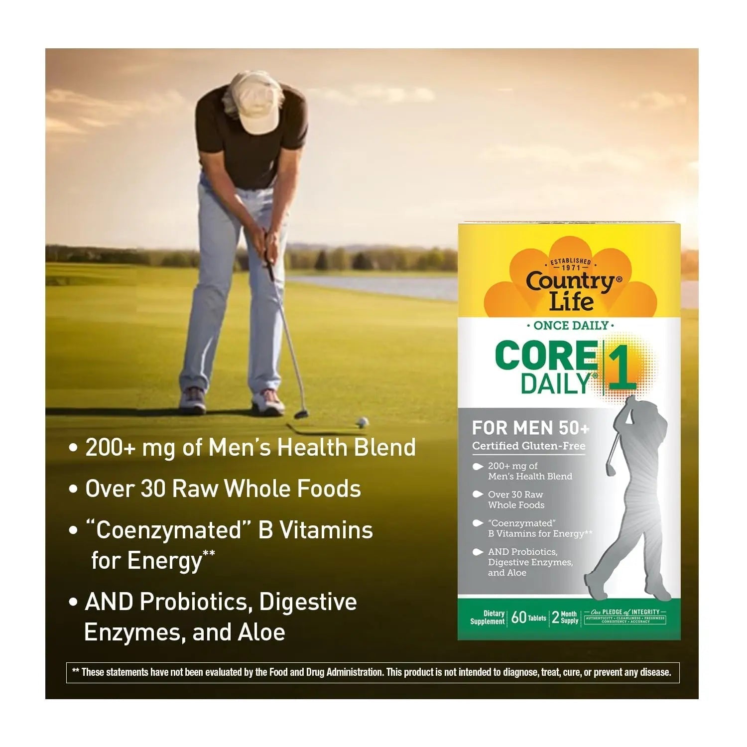 Country Life CORE Daily-1 Multivitamin for Men 50+ - Gluten-Free, Energy Support with Coenzymated B Vitamins Country Life buy supplements canada