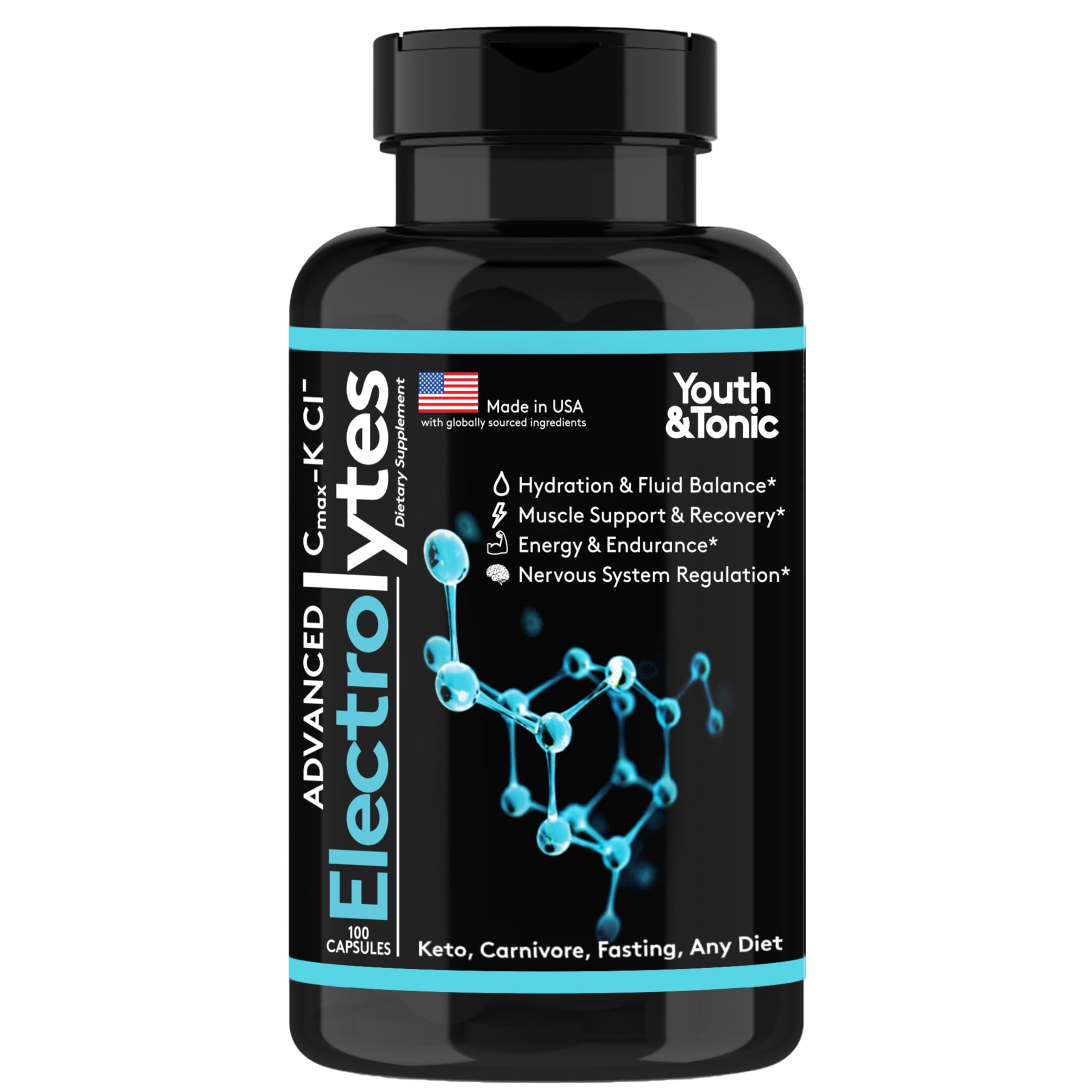 Complete Electrolyte Supplement Pills High Absorption | Cmax Potassium Chloride Magnesium Sodium Calcium Zinc | Boost Endurance Muscle Recovery Mental Focus | Salt Electrolytes Tablets | Keto Friendly Youth & Tonic buy supplements canada