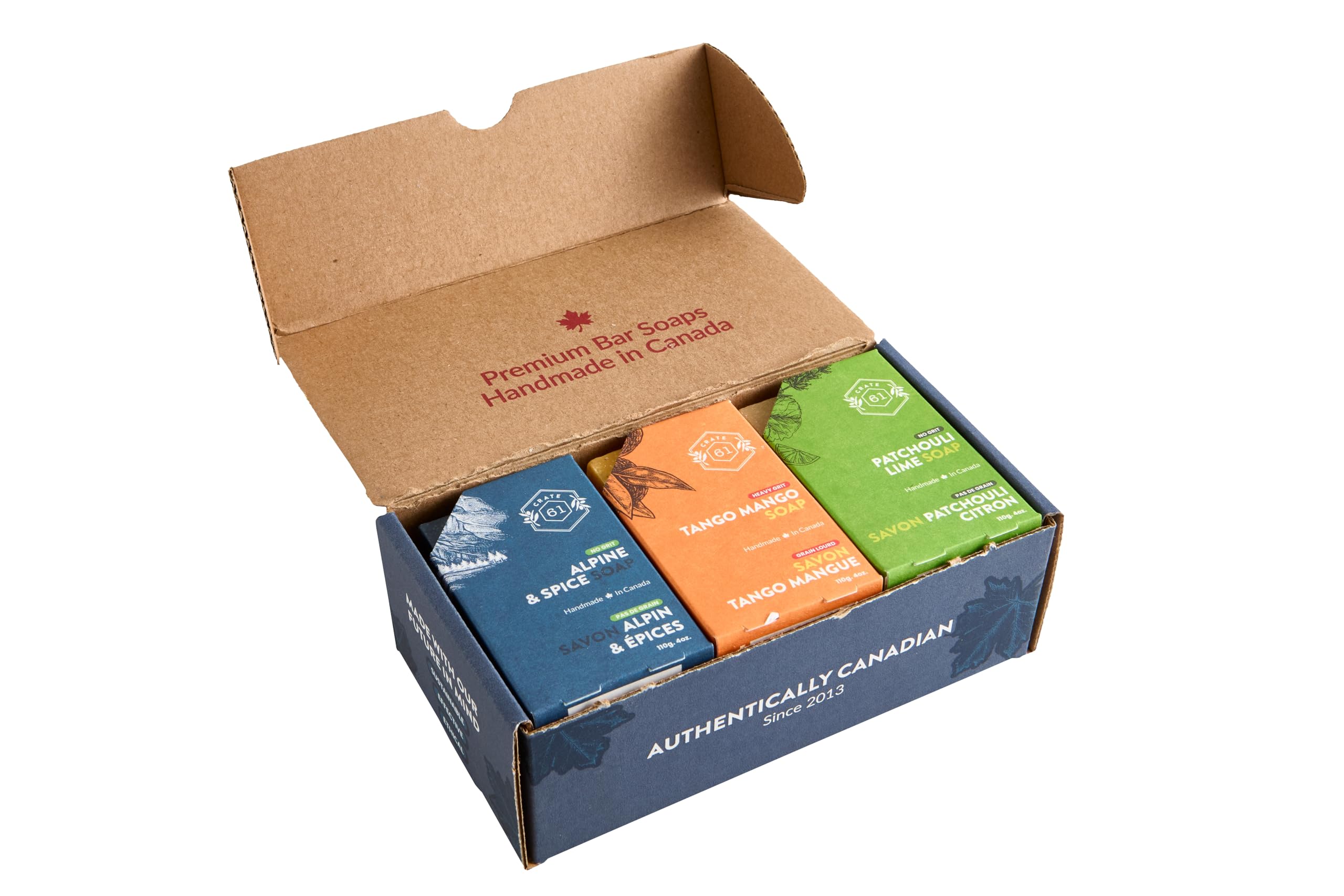 Crate 61 Organics, Handmade in Canada, Plant Based Cold Process Natural Bar Soap, With Premium Essential Oils, Dry Skin, Pack of 6 (For Him) Crate 61 Organics buy supplements canada