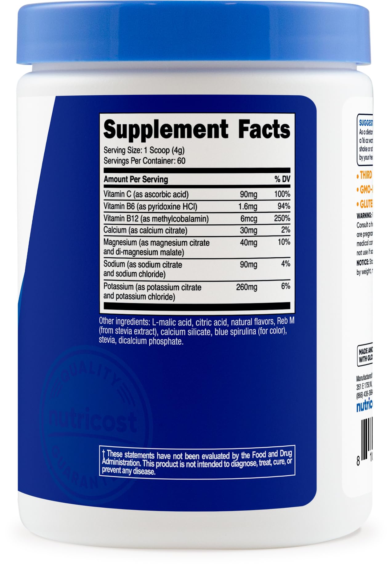 Nutricost Electrolyte Complex Powder (60 Servings, Blue Raspberry) - Hydration Supplement Drink Mix with Vitamins and Minerals Nutricost buy supplements canada