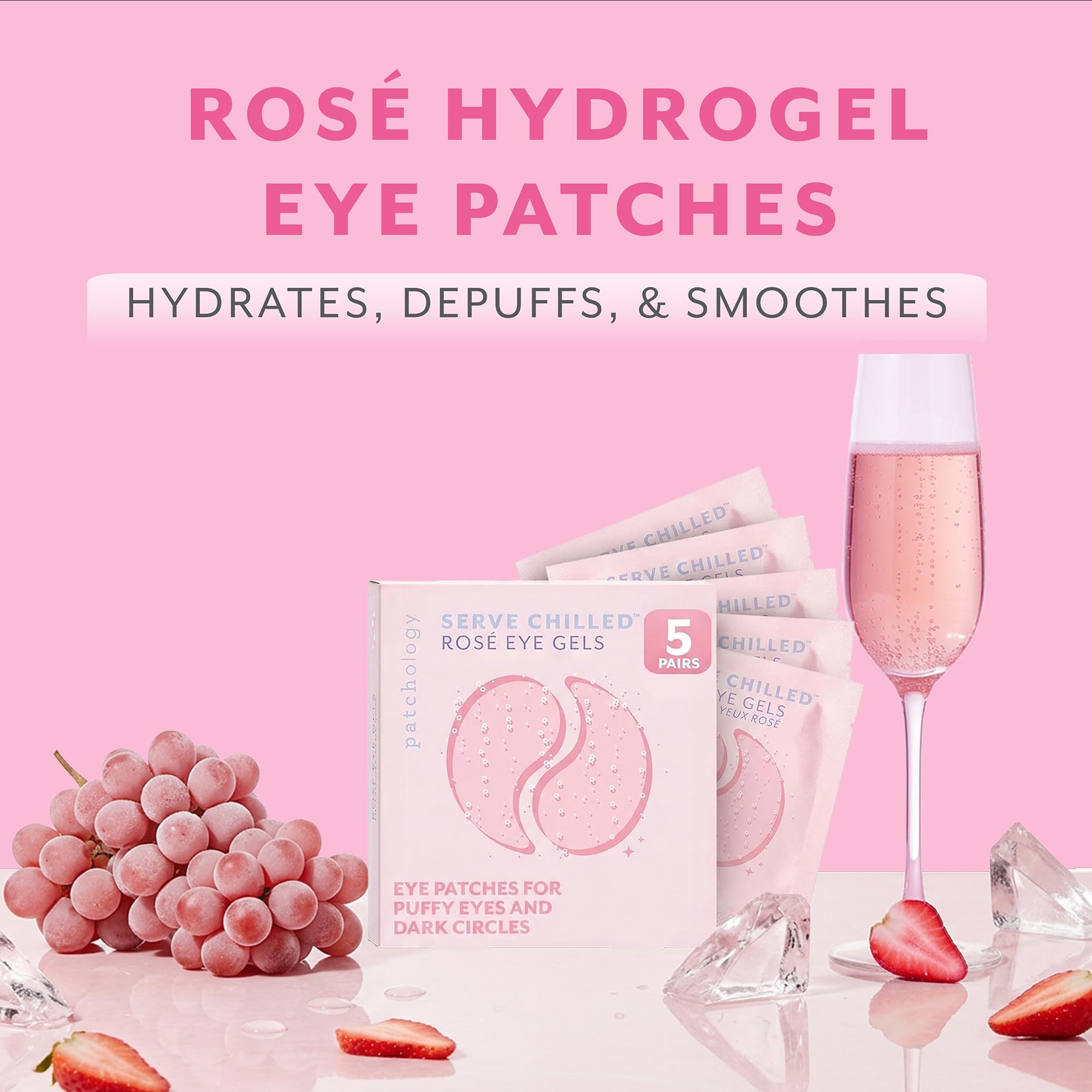 Patchology Serve Chilled Rosé Hydrating Under Eye Patches – Hyaluronic Acid & Antioxidant-Infused Eye Masks to Reduce Dark Circles Patchology buy supplements canada