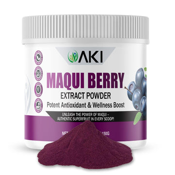 AKI Maqui Berry Extract Powder – Wild Harvested from Patagonia, High in Anthocyanins & Polyphenols, Freeze-Dried Superfruit for Smoothies, Non-GMO, Vegan, 150g/ 5.3 oz AKI ORGANIC buy supplements canada