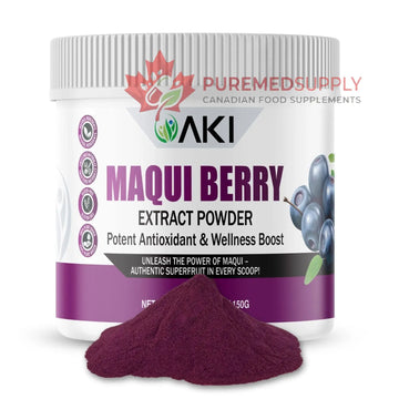 AKI Maqui Berry Extract Powder – Wild Harvested from Patagonia, High in Anthocyanins & Polyphenols, Freeze-Dried Superfruit for Smoothies, Non-GMO, Vegan, 150g/ 5.3 oz AKI ORGANIC buy supplements canada