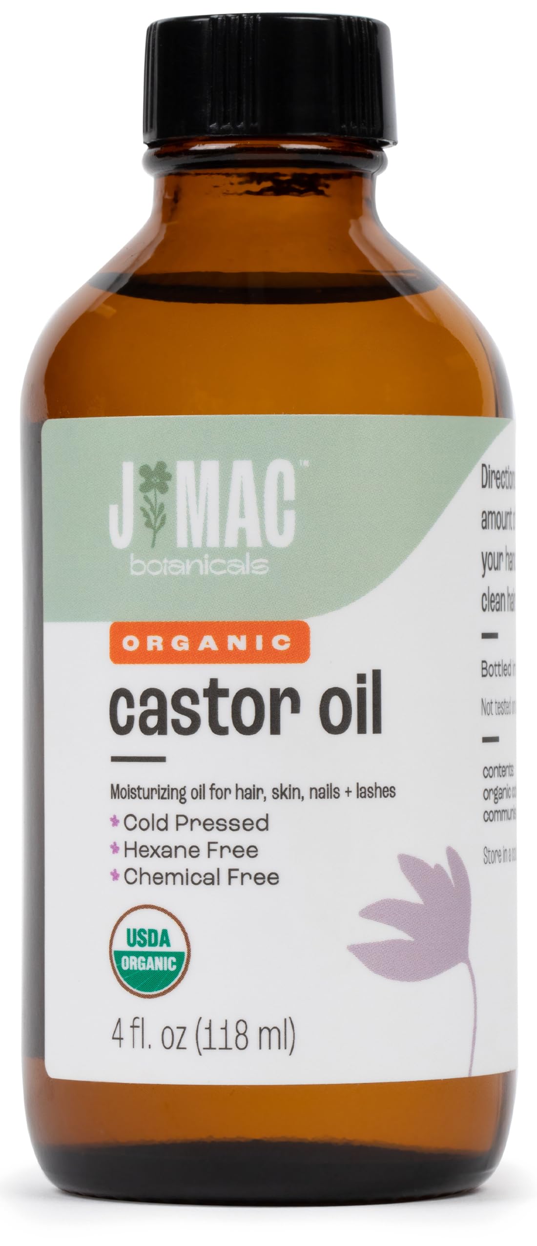 J MAC BOTANICALS Organic Castor Oil Cold Pressed (Glass Bottle, 4 oz ) J MAC BOTANICALS buy supplements canada