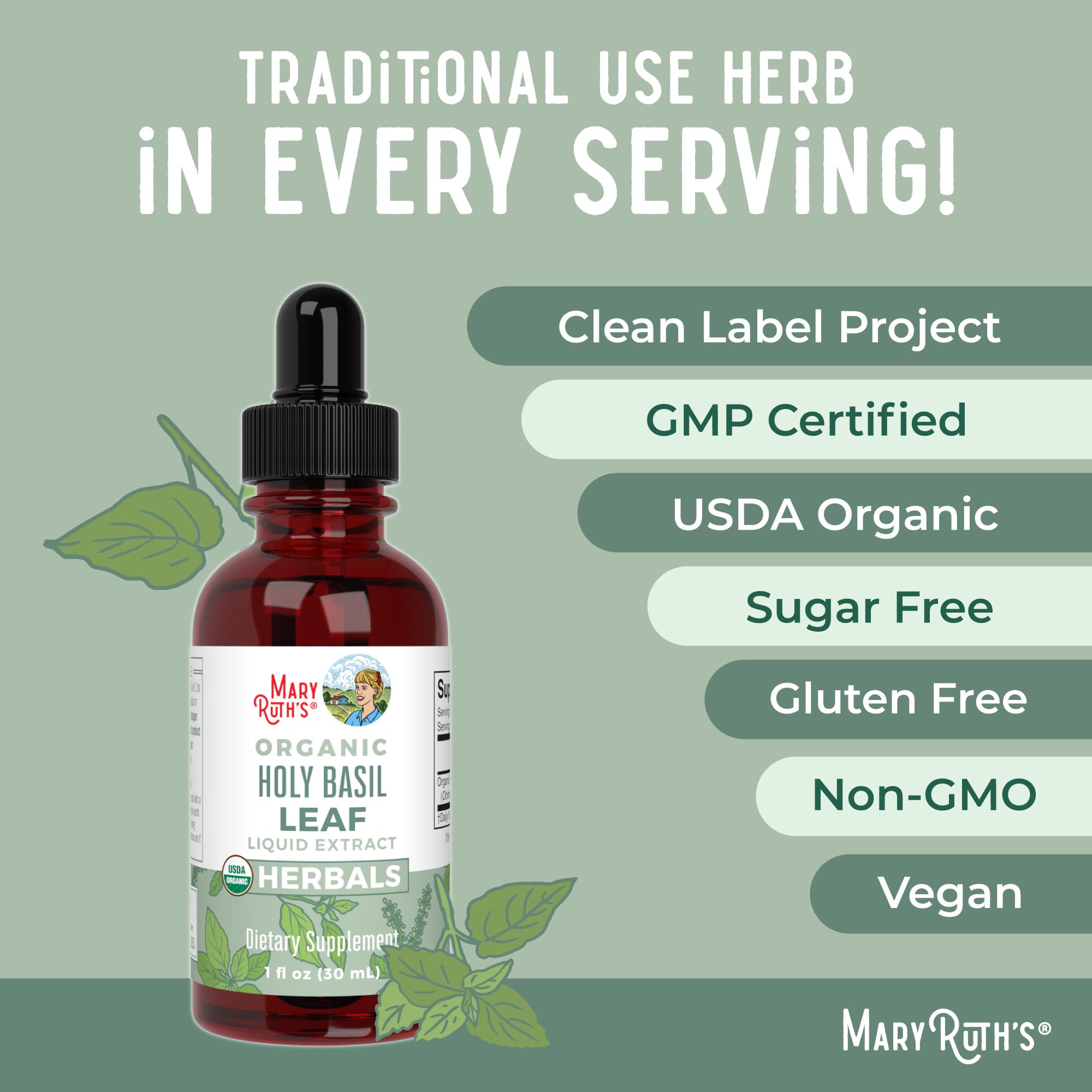 MaryRuth Organics Holy Basil Sugar Free | Tulsi Holy Basil Herbal Liquid Drops | Antioxidant | Cognitive Function | Digestive Support | Energy Levels | Vegan | Non-GMO | 1 Fl Oz MARYRUTH'S buy supplements canada