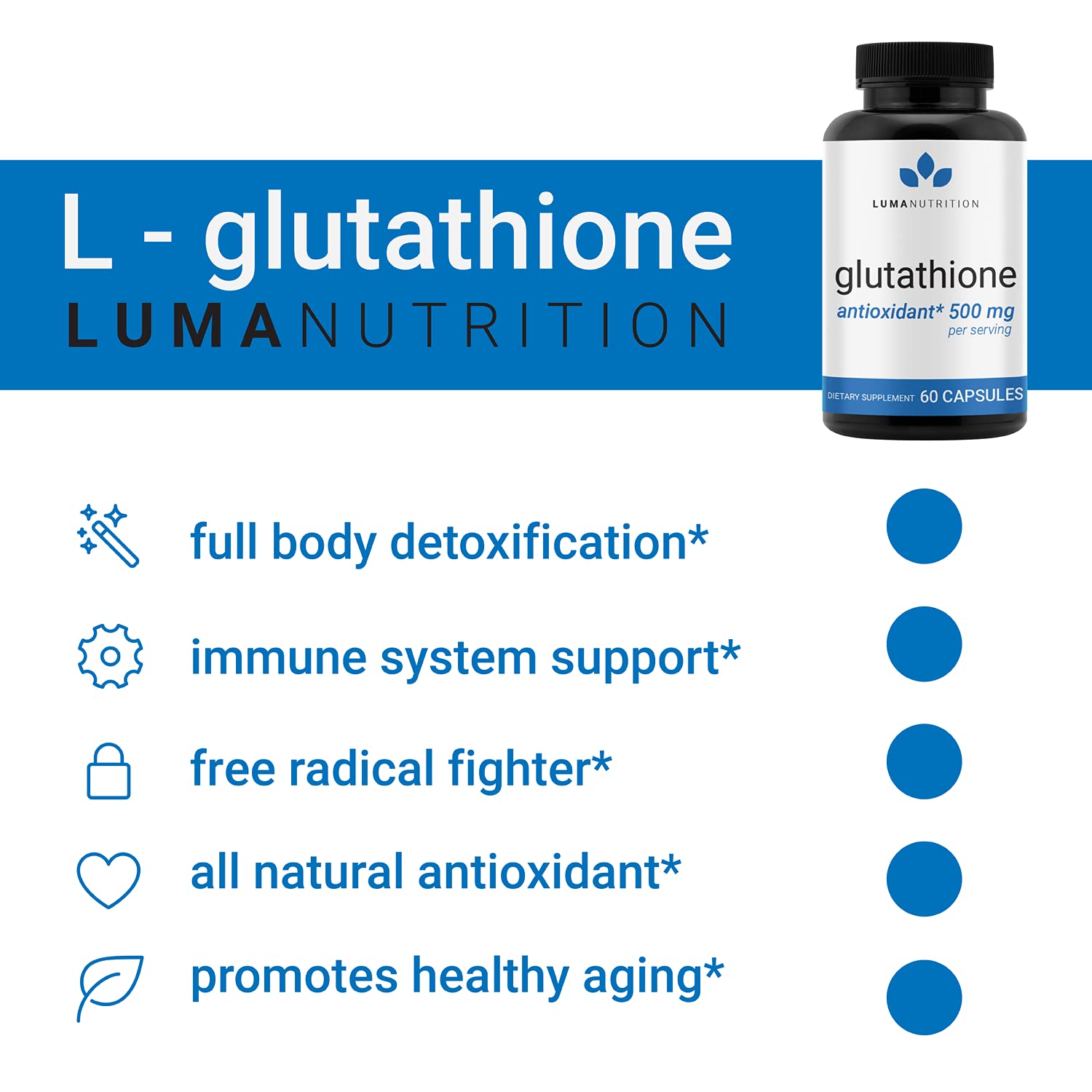 Premium Glutathione - Reduced Glutathione 500mg - Glutathione Supplement - L-Glutathione Luma Nutrition buy supplements canada