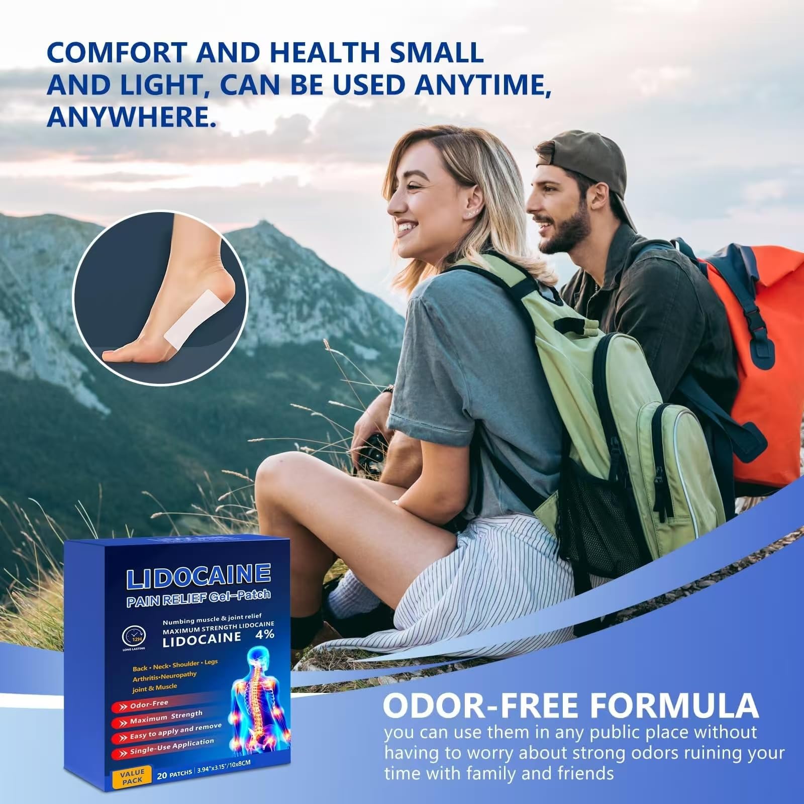 KIbabyDI Professional Lidocaine Pain Relief Patches - 20 Count | 4% Medicated Gel Patches for Targeted Joint & Muscle Comfort | Long-Lasting 12-Hour Relief, Ultra-Flexible Design -lb265 KIbabyDI buy supplements canada