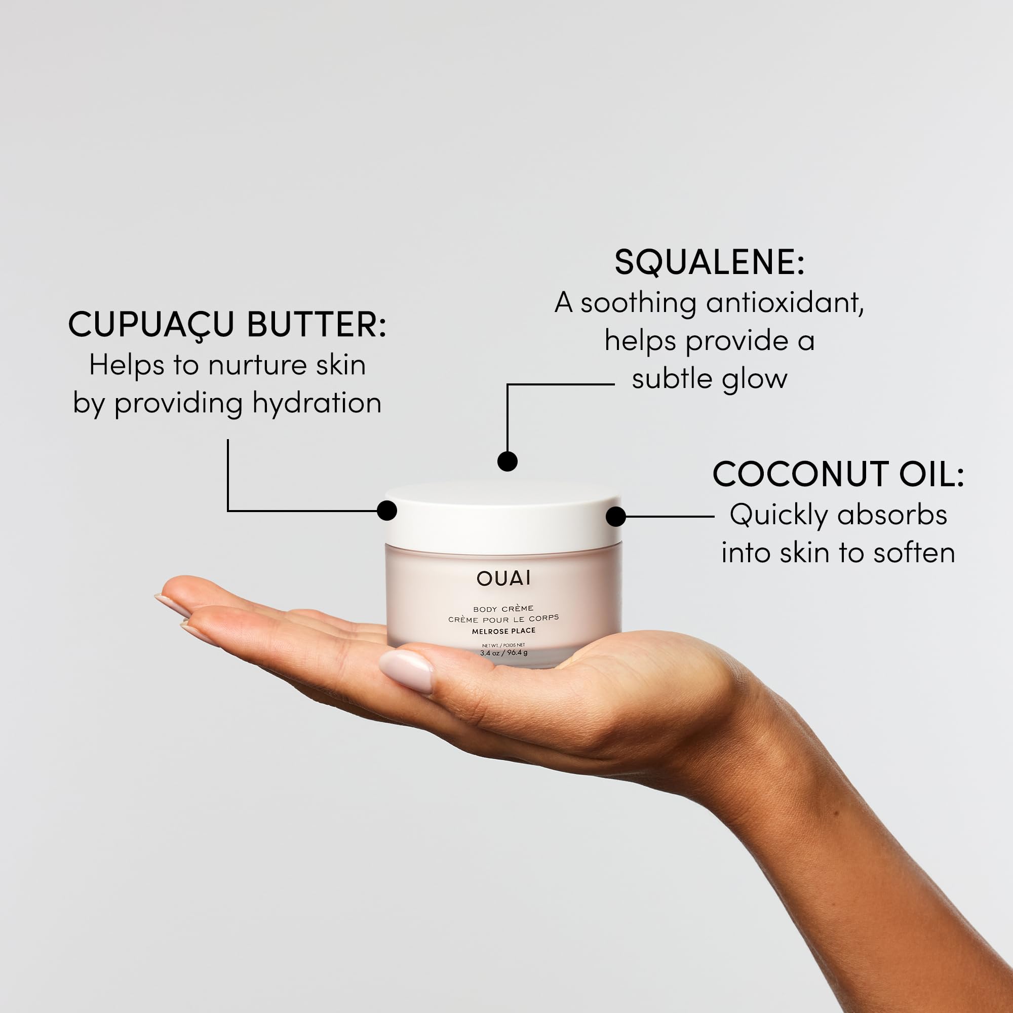 OUAI Body Cream Travel Size, Melrose Place - Hydrating Whipped Body Cream with Cupuaçu Butter, Coconut Oil & Squalane - Softens Skin and Delivers Healthy-Looking Glow - Sulfate Free Skin Care (3.4 Oz) OUAI buy supplements canada