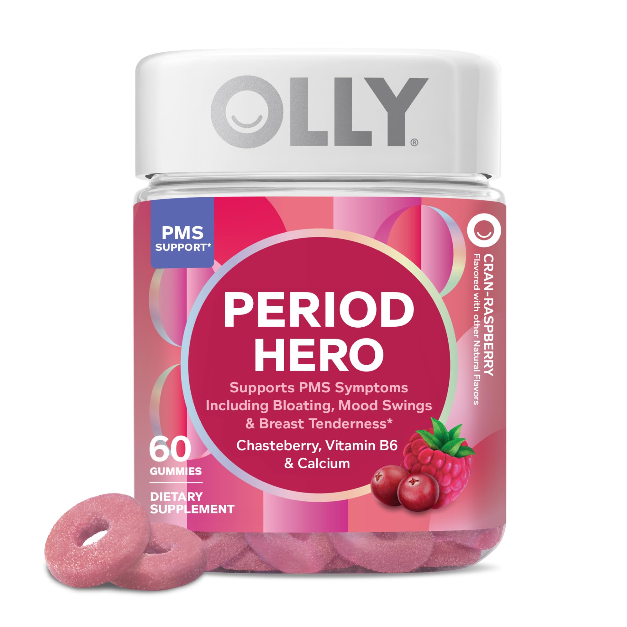 OLLY Period Hero Gummies, PMS Support Supplement,* Chasteberry, Vitamin B6, Calcium, Cran-Raspberry Flavor, 30 Day Supply - 60 Count OLLY buy supplements canada