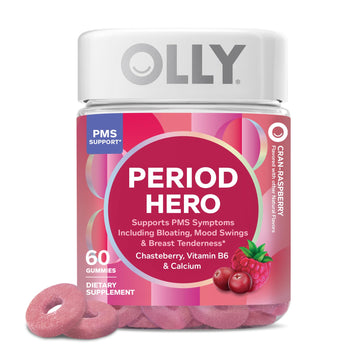 OLLY Period Hero Gummies, PMS Support Supplement,* Chasteberry, Vitamin B6, Calcium, Cran-Raspberry Flavor, 30 Day Supply - 60 Count OLLY buy supplements canada