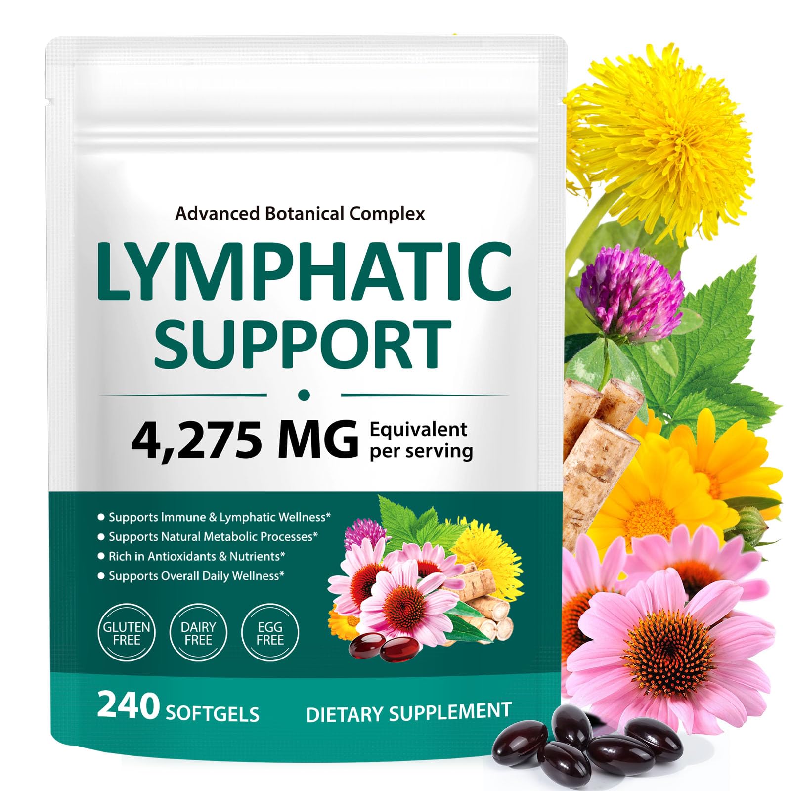 chenyayun Lymphatic Drainage Supplements, 240 Softfels, 21-in-1 Natural Herbal Blends with Echinacea, Dandelion, Burdock Root for Lymph System, Immune Support, Cleanse, Less Swelling/Bloating chenyayun buy supplements canada