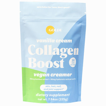 GOLDE - Collagen Boost Vegan Creamer - Vanilla Cream - Plant Based Collagen Supplement w/Hyaluronic Acid, Biotin, & Bamboo Extract - Supports Hair, Skin, & Nail Health - 30 Servings GOLDE buy supplements canada