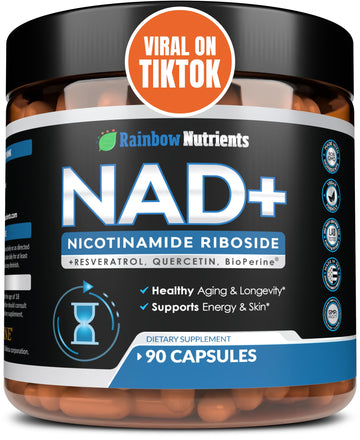 2010 MG NAD+ Supplement- Nicotinamide Riboside, Resveratrol, Quercetin & BioPerine® (High Absorption)- Natural NAD Booster for Anti-Aging, Cellular Energy, Skin- For Women & Men- 90 V Capsules Rainbow Nutrients, LLC buy supplements canada