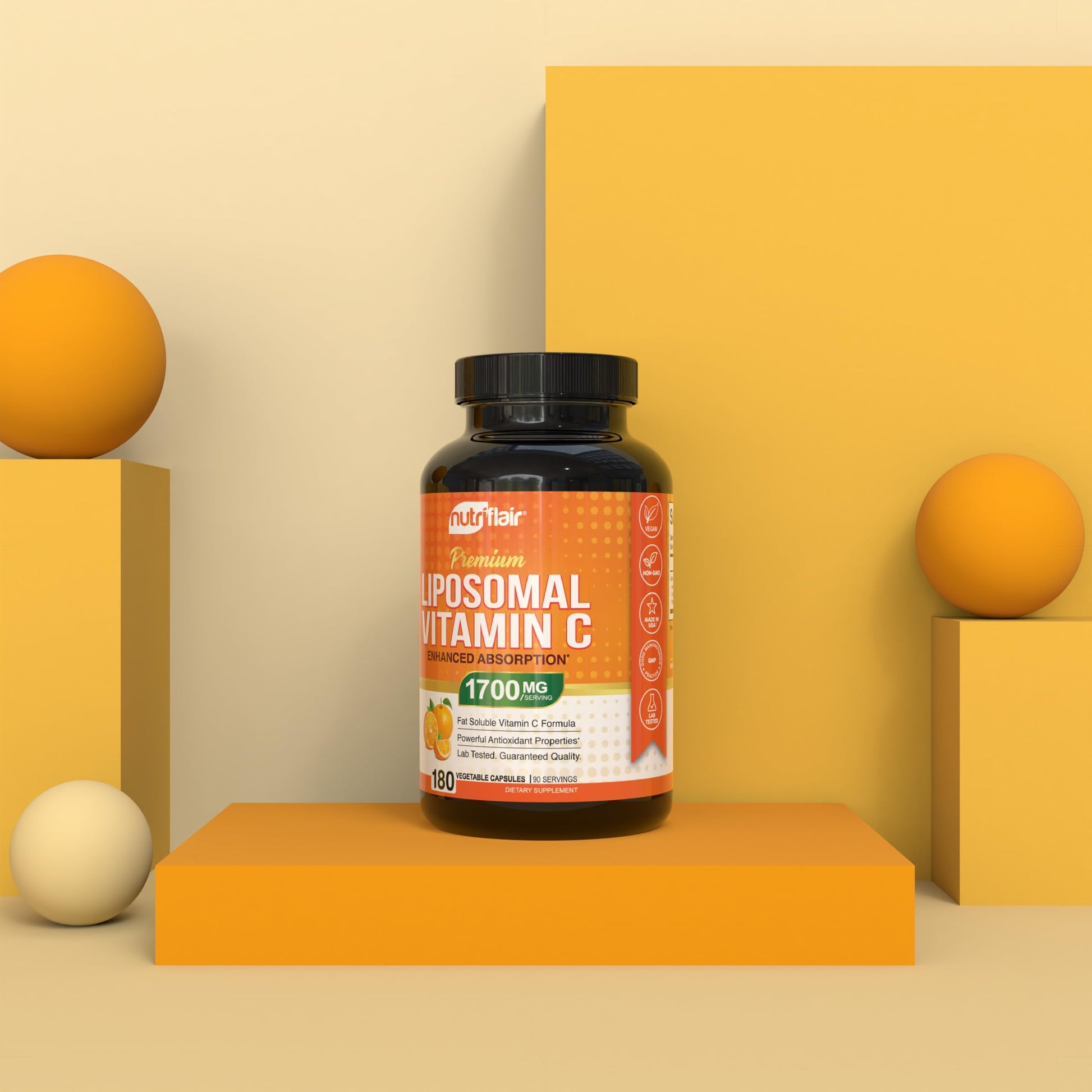 NutriFlair Liposomal Vitamin C 1700mg, 180 Capsules - High Absorption, Fat Soluble VIT C, Higher Bioavailability Immune System Support NutriFlair buy supplements canada