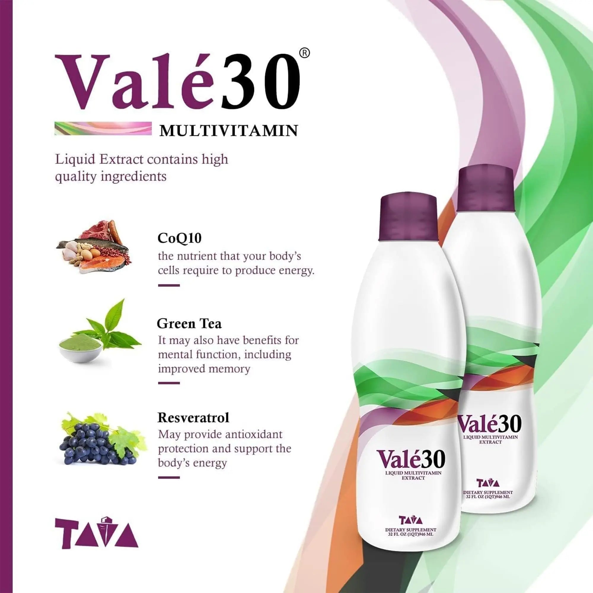 TAVA Valé30 - Liquid Multivitamin - 30-Day Supplement with Vitamin A and B Complex for Men, Women, and Family, Daily Boost Drink - 2 Bottles TAVA buy supplements canada