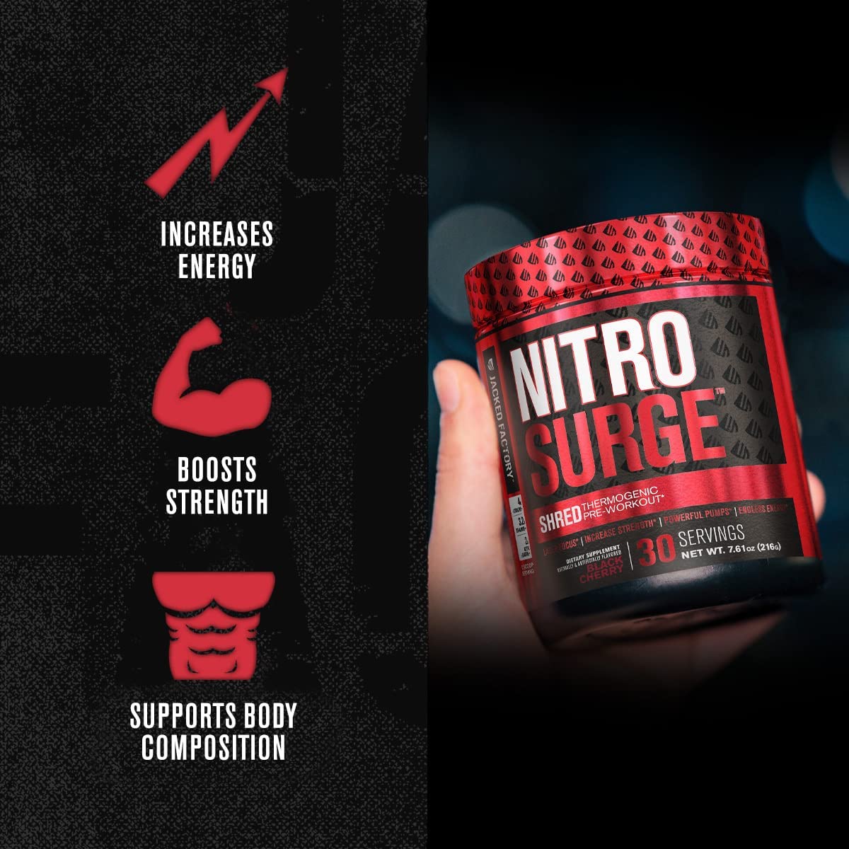 Jacked Factory NITROSURGE Shred Pre Workout Supplement - Energy Jacked Factory buy supplements canada