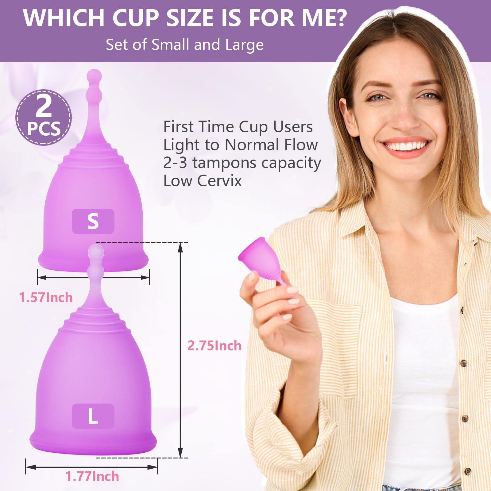 AURUZA Menstrual Cups, Set of 2 Reusable Period Cups Kit for Girls & Women, Silicone Soft Cups AURUZA buy supplements canada