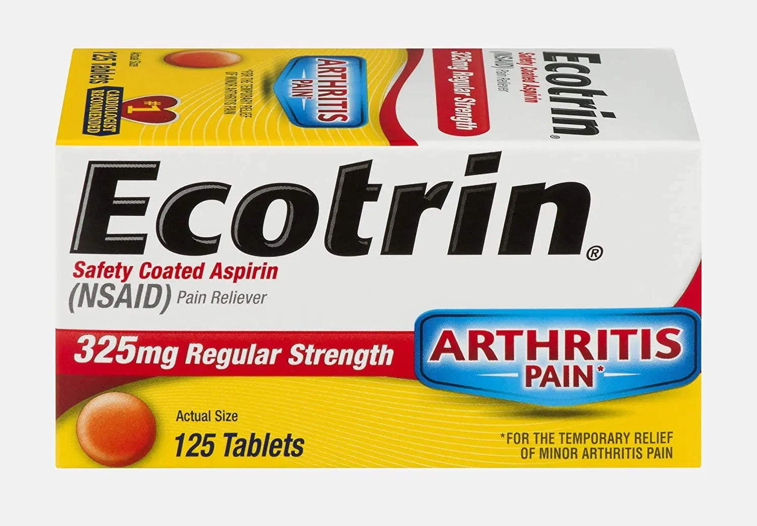 Ecotrin Safety Coated Aspirin Arthritis Pain Reliever Tablets, Regular Strength, NSAID 325 mg, 125 ct (Pack of 2) Ecotrin buy supplements canada