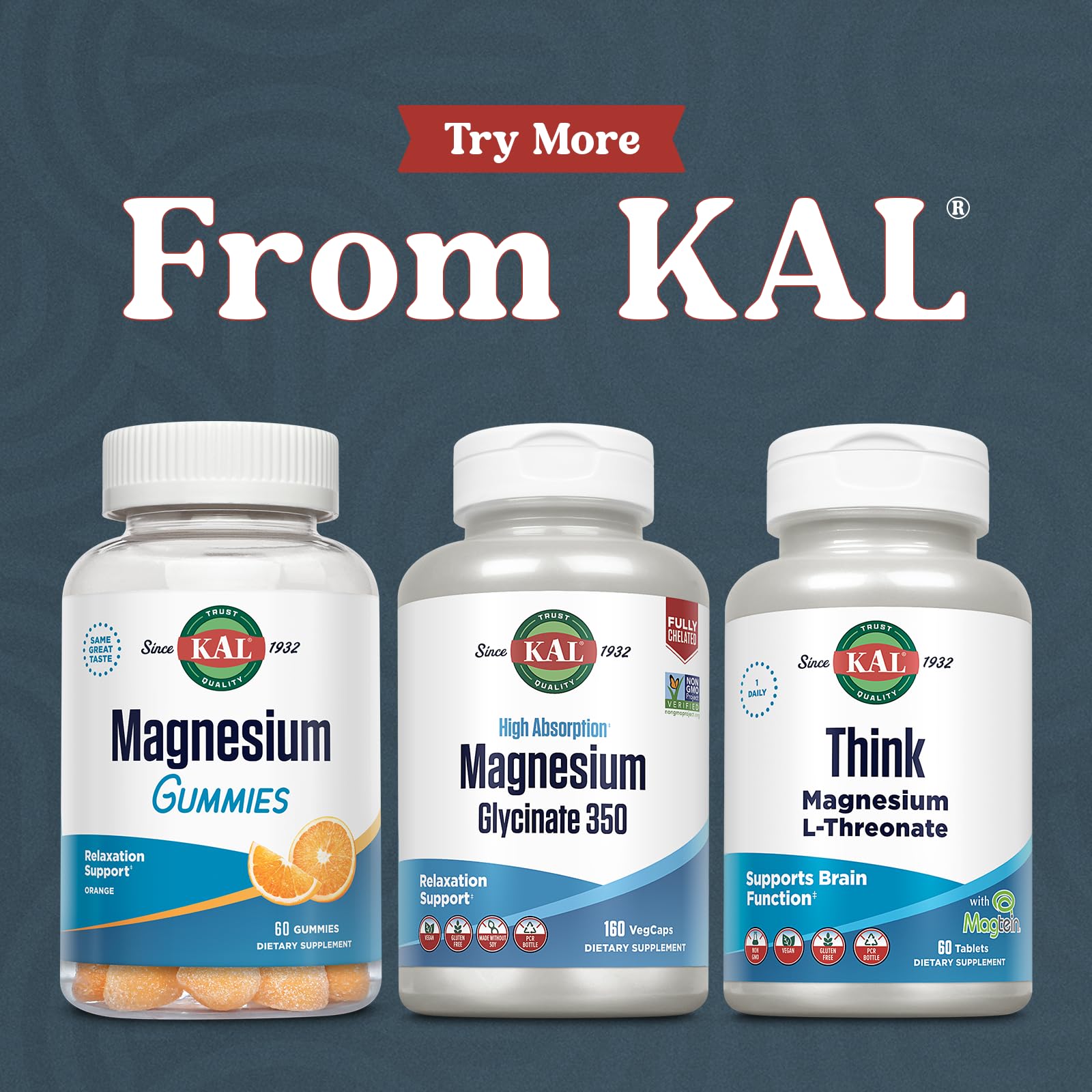 KAL Magnesium Glycinate Capsules, Fully Chelated Magnesium Bisglycinate, High Absorption Magnesium Supplement, Healthy Bones, Muscle,