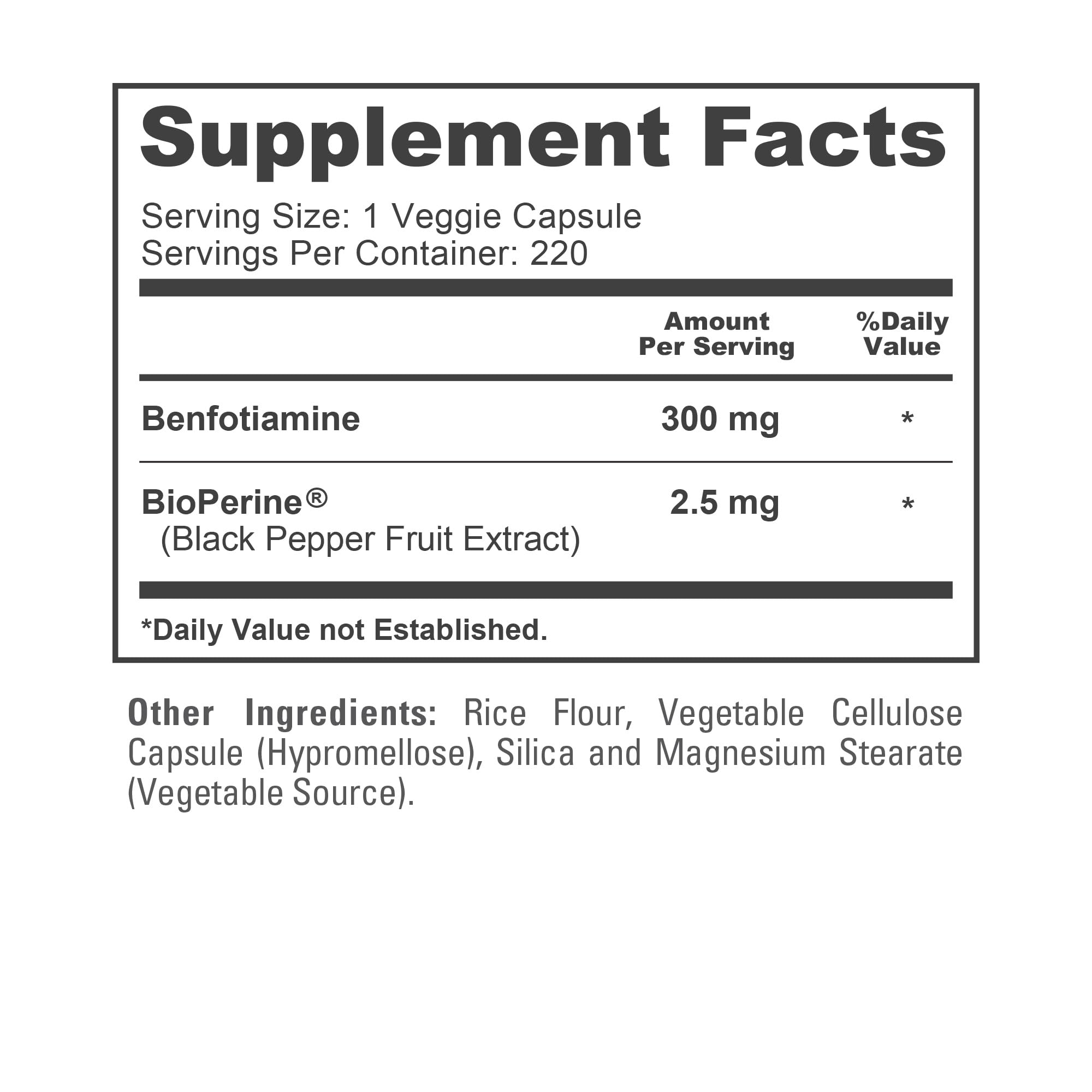 NusaPure Benfotiamine 300mg Per Veggie Caps 220 Count (Non-GMO, Vegan) Bioperine NusaPure buy supplements canada