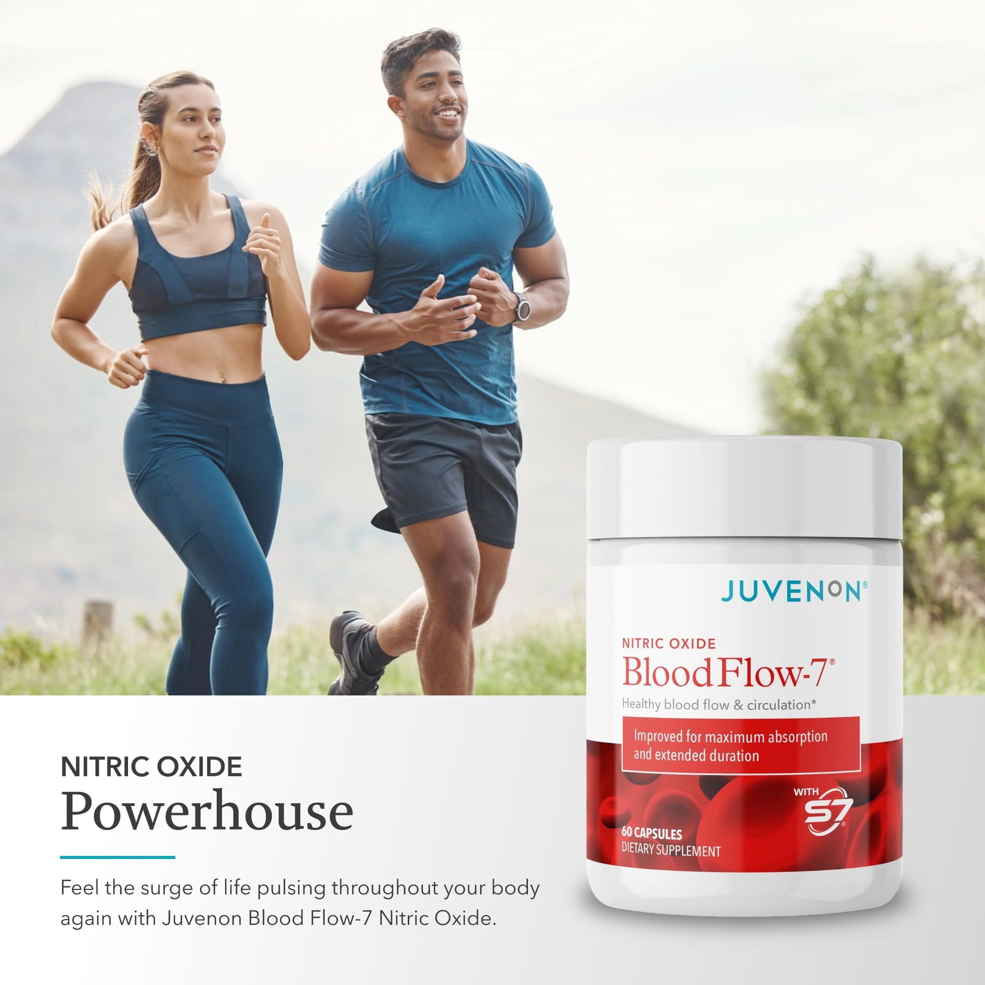 Juvenon BloodFlow-7 Nitric Oxide Supplements for Men & Women - Natural Nitric Oxide Booster with Nitrosigine® + S7® Juvenon buy supplements canada