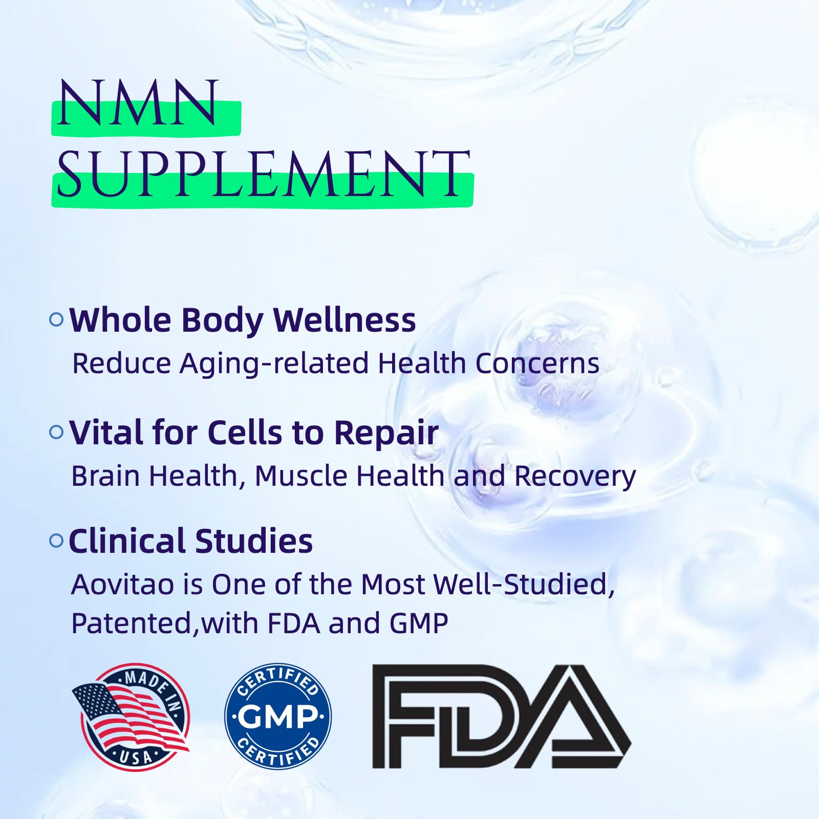 AOVITAO NMN Supplement 500mg Ultra Pure 99.8% | Stabilized Form | Supports NAD+ Production, Cellular Health & Healthy Aging | 60 Capsules AOVITAO buy supplements canada