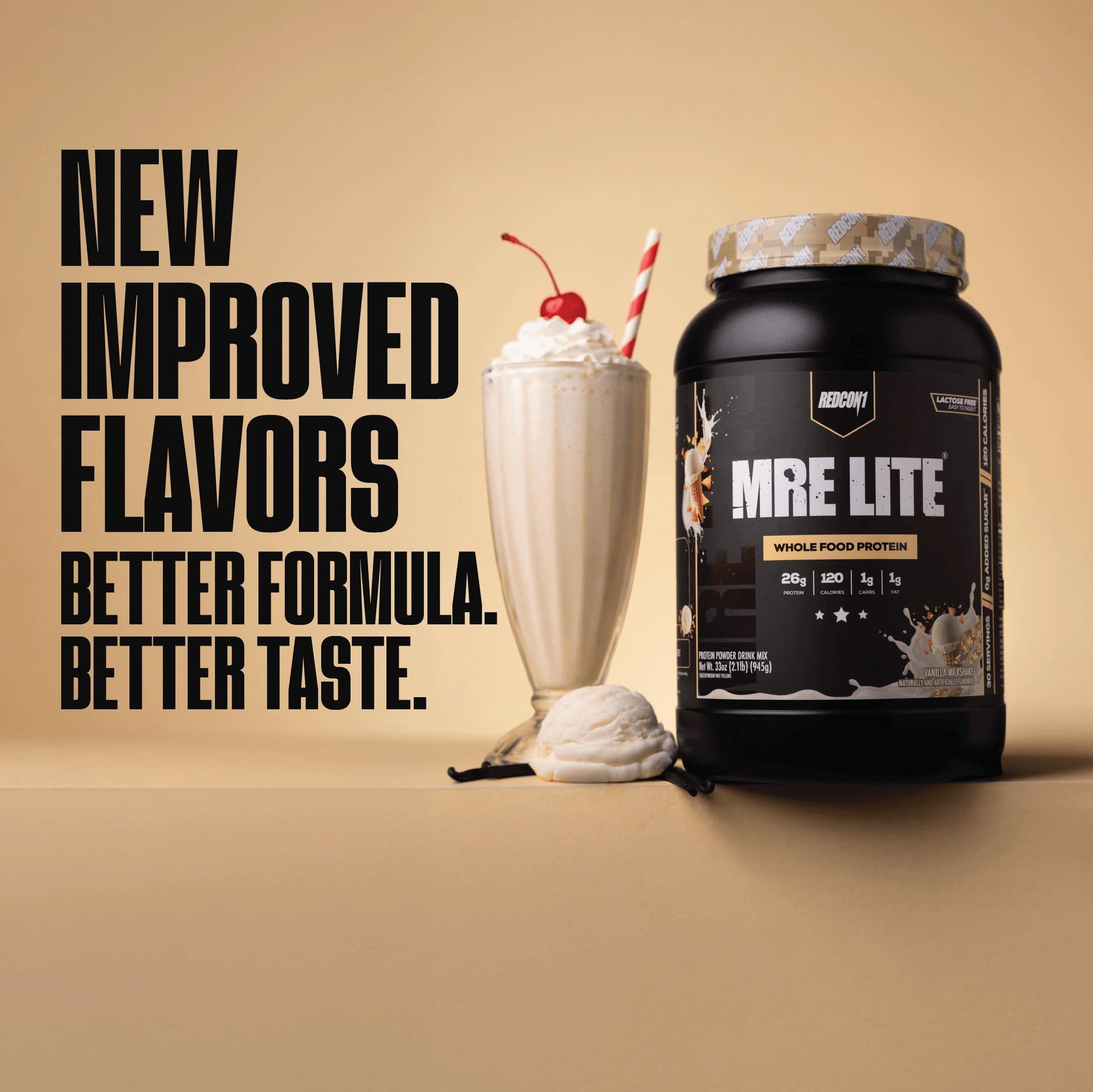 REDCON1 MRE LITE Whole Food Protein Powder, Vanilla Milkshake - Lactose Free & Sugar Free Meal Replacement with Animal Protein Blends - Easy to Digest Formula - Only 1g Carb per Serving (30 Servings) REDCON1 buy supplements canada