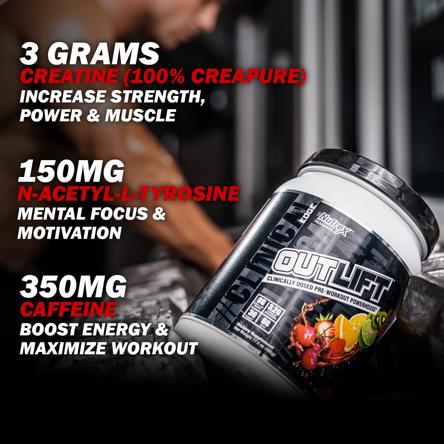 Nutrex Outlift Clinically Dosed Pre Workout Powder with Creatine, 8G Citrulline, BCAA Nutrex Research buy supplements canada
