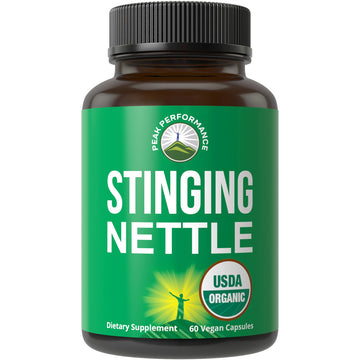 USDA Organic Stinging Nettle Vegan Capsules Made with Stinging Nettle Leaf Powder for Prostate, Hair Growth, Allergy. Better Than Root or Seed Extract. Plant Based Herb Supplement Tablets, 60 Pills Peak Performance buy supplements canada