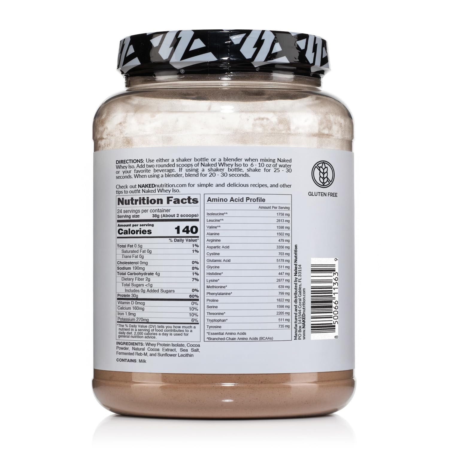 NAKED Chocolate Whey Isolate Protein - Only 6 Ingredients, 30g Grass-Fed Protein, Undenatured, No GMO, No Soy, Gluten-Free, No Preservatives - 24 Servings NAKED buy supplements canada
