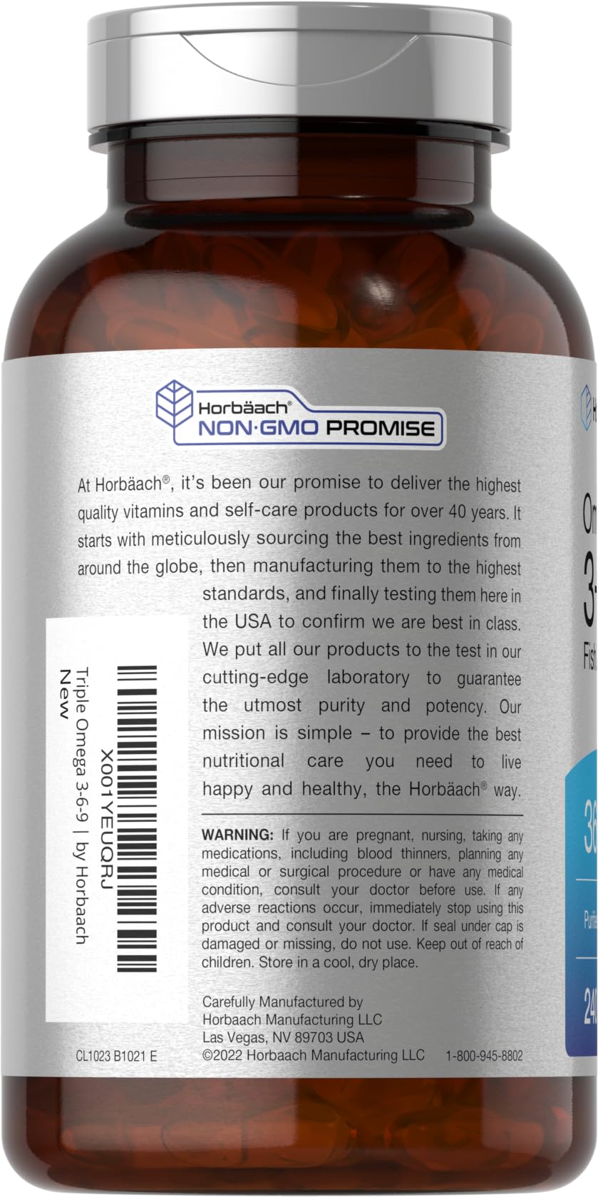 Triple Omega 3-6-9 240 Softgels | from Fish, Flaxseed, Borage Oils | Non-GMO & Gluten Horbäach buy supplements canada