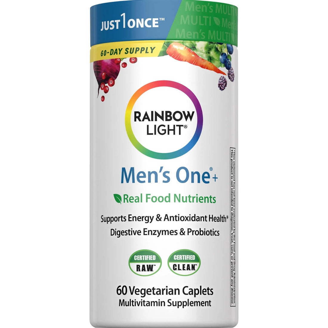 Rainbow Light Mens Multivitamin One + | 60 Caplets | Supports Energy & Antioxidant Health | with Real Food Nutrients, Digestive Enzymes & Probiotics Rainbow Light buy supplements canada